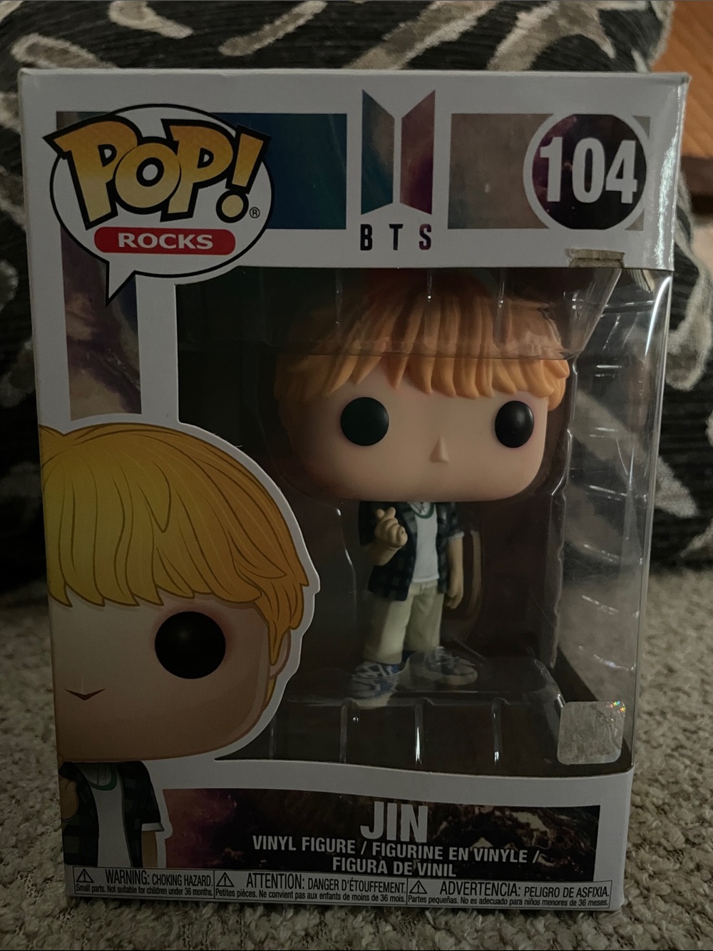 Funko Pop! Rocks BTS Jin Vinyl Figure - Blonde Hair, Black Outfit